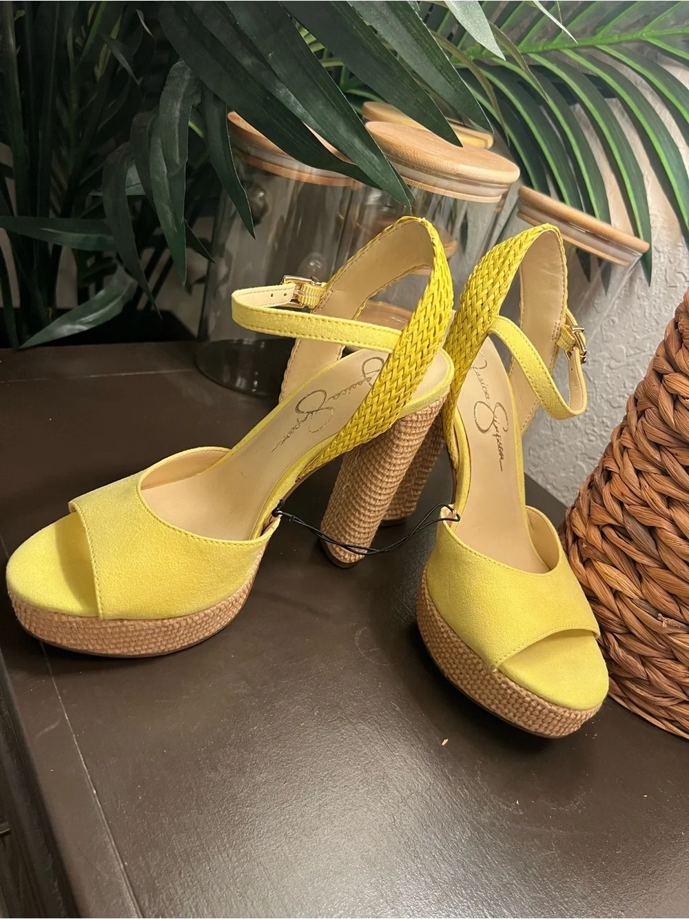 NEW Jessica Simpson Yellow Platform Ankle-Strap Women’s Heels